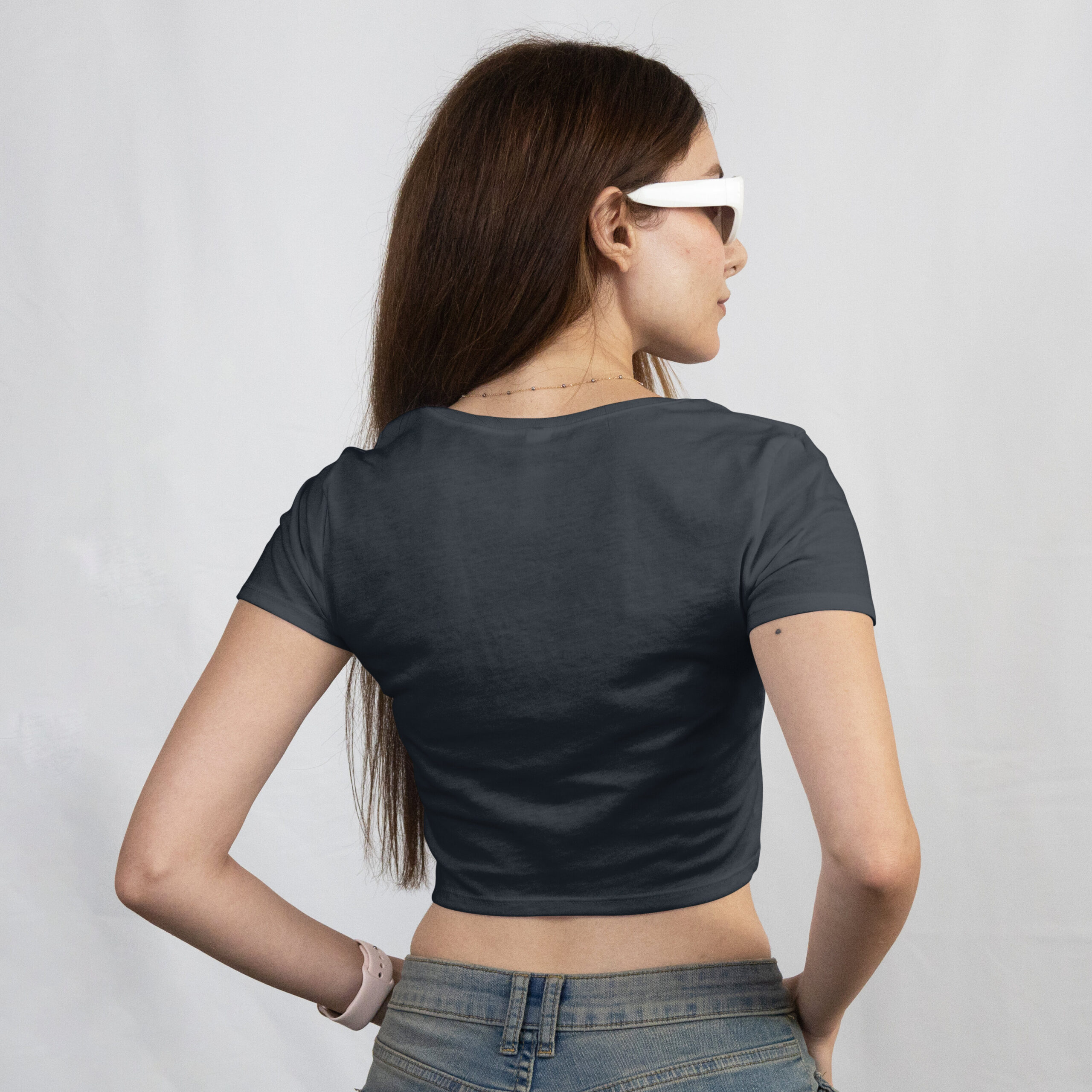 Women's Navy Blue Minimalist Crop Top - Image 2