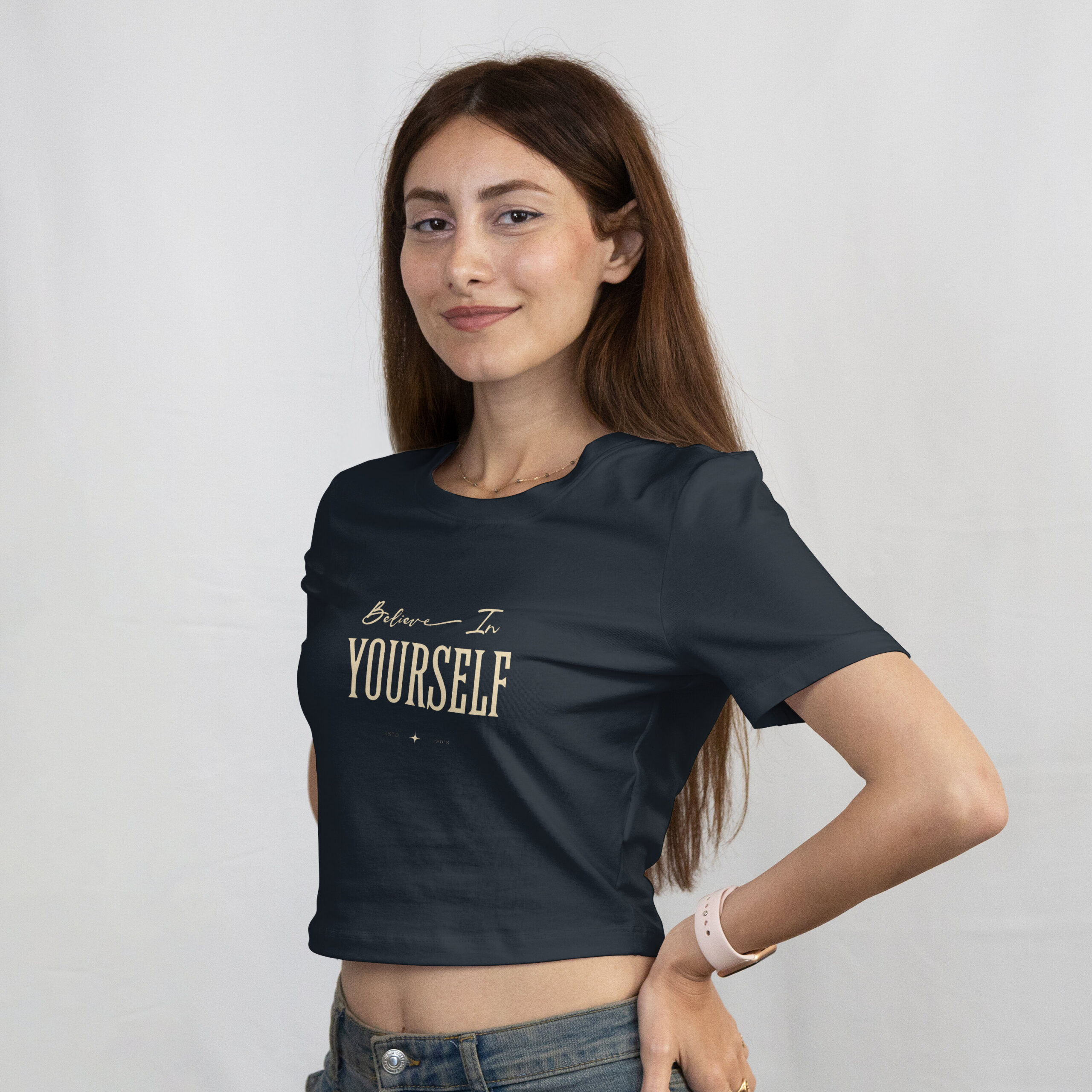 Women's Navy Blue Minimalist Crop Top